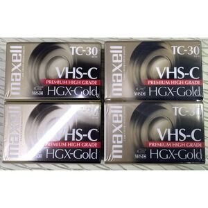 Maxell HGX-Gold TC-30 VHS-C Videotape Cassette Camcorder New Sealed LOT OF 4